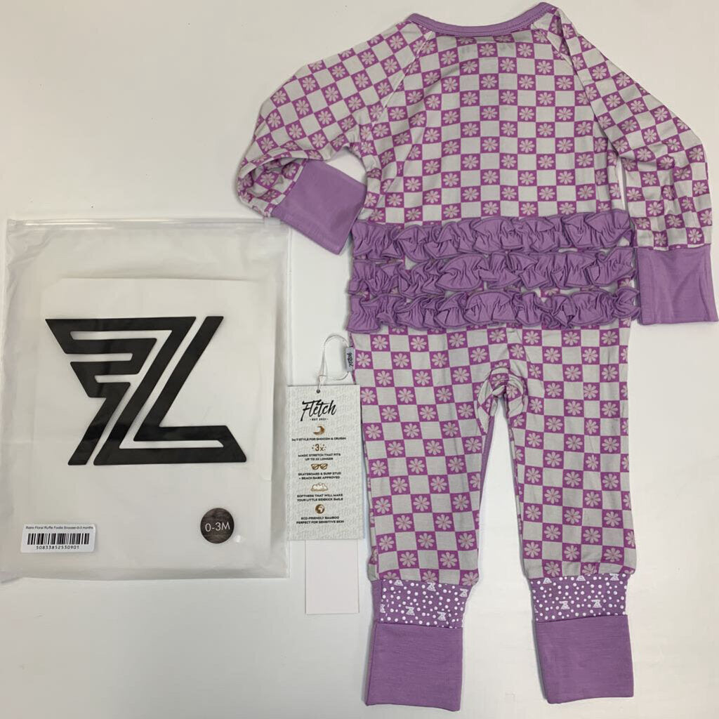 0-3M: Retro Floral Ruffle Footie Snoozer NWT