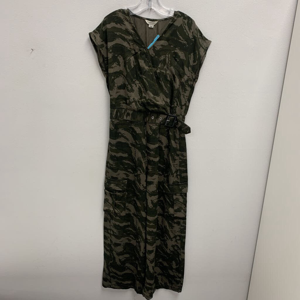 7-8: Camo Belted Wrap Jumpsuit
