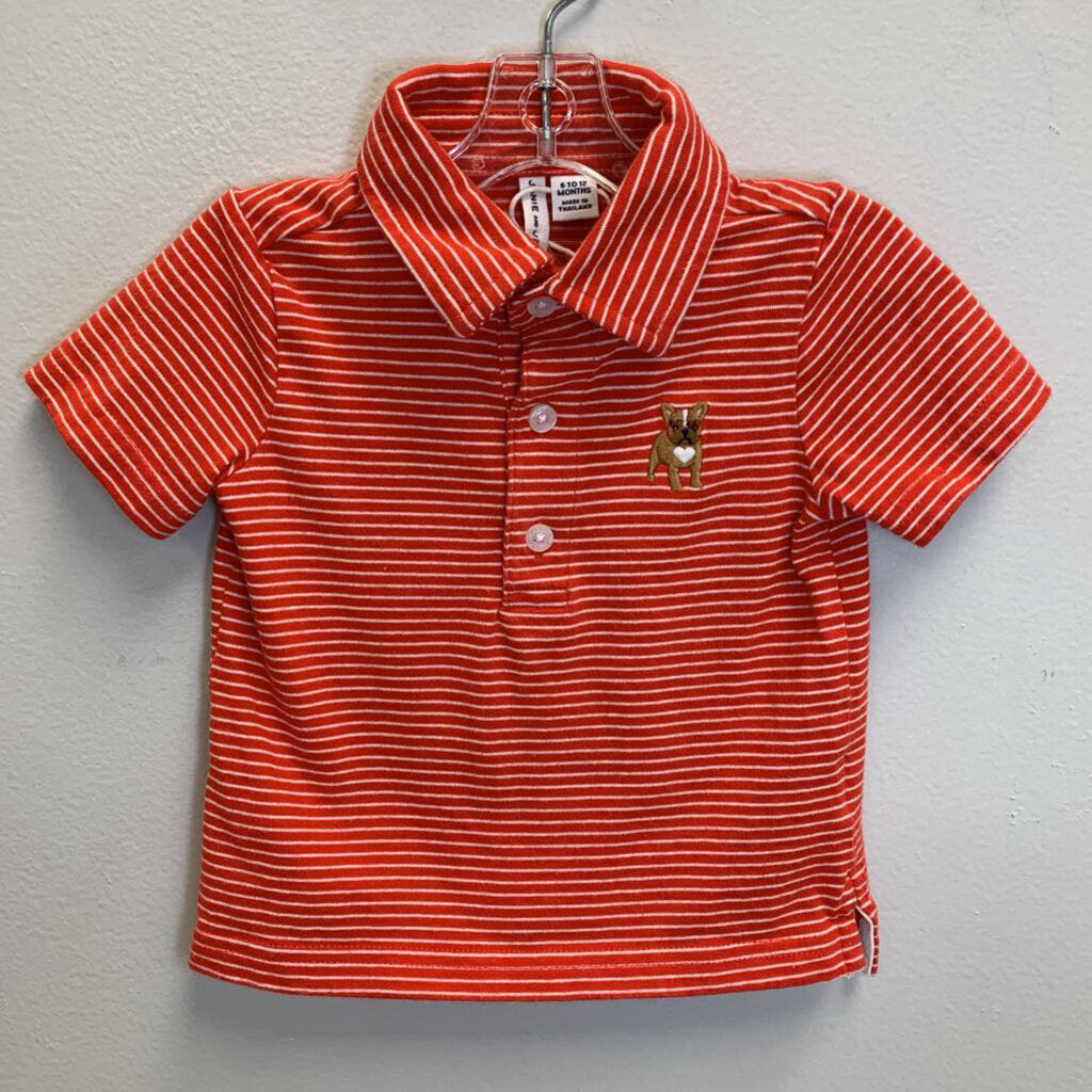6-12M: Striped Embroidered Logo Polo Shirt