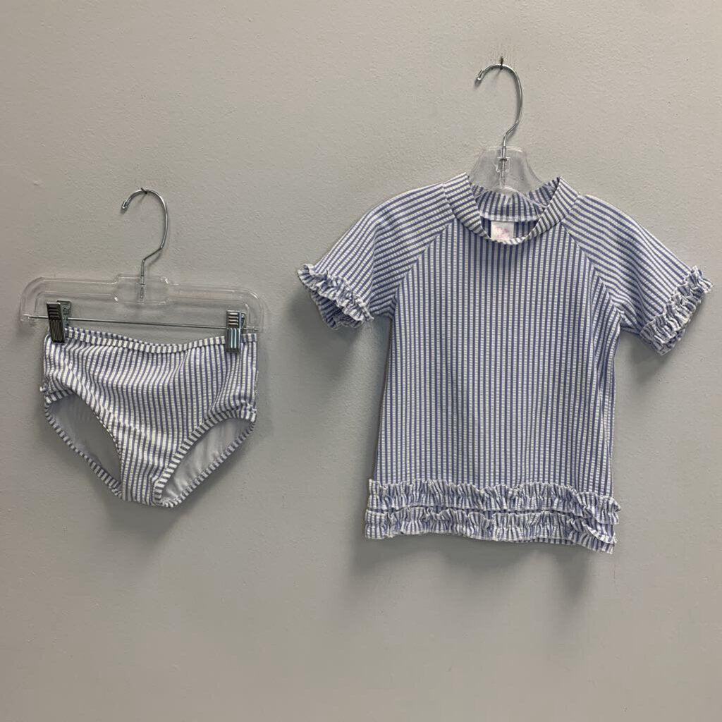 4T: Seersucker Rash Guard Two Piece Suit