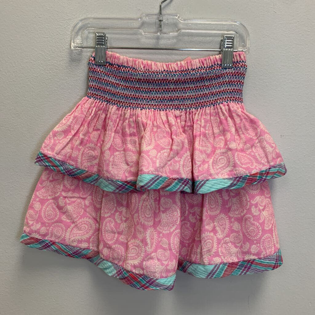 4/5: Smocked Waist Paisley Ruffled Skirt