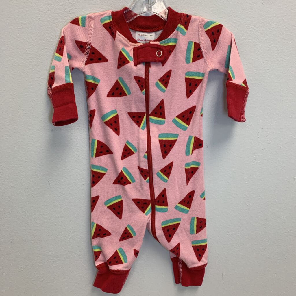 0-3M: Zip Sleeper - Watermelon (AS-IS Stain Neck)