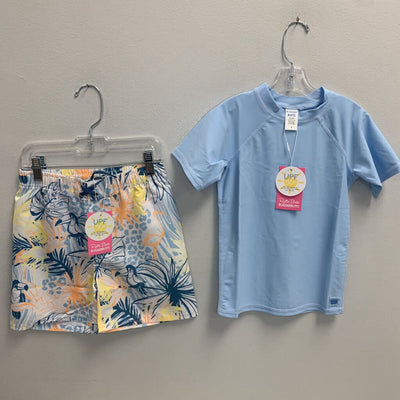 6: Short Sleeve Rash Guard + Swim Trunks NWT