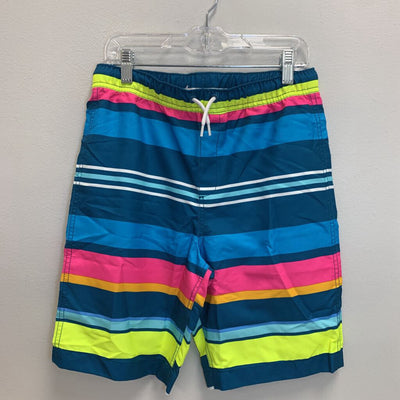 14-16: Striped Neon Swim Trunks