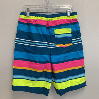 14-16: Striped Neon Swim Trunks