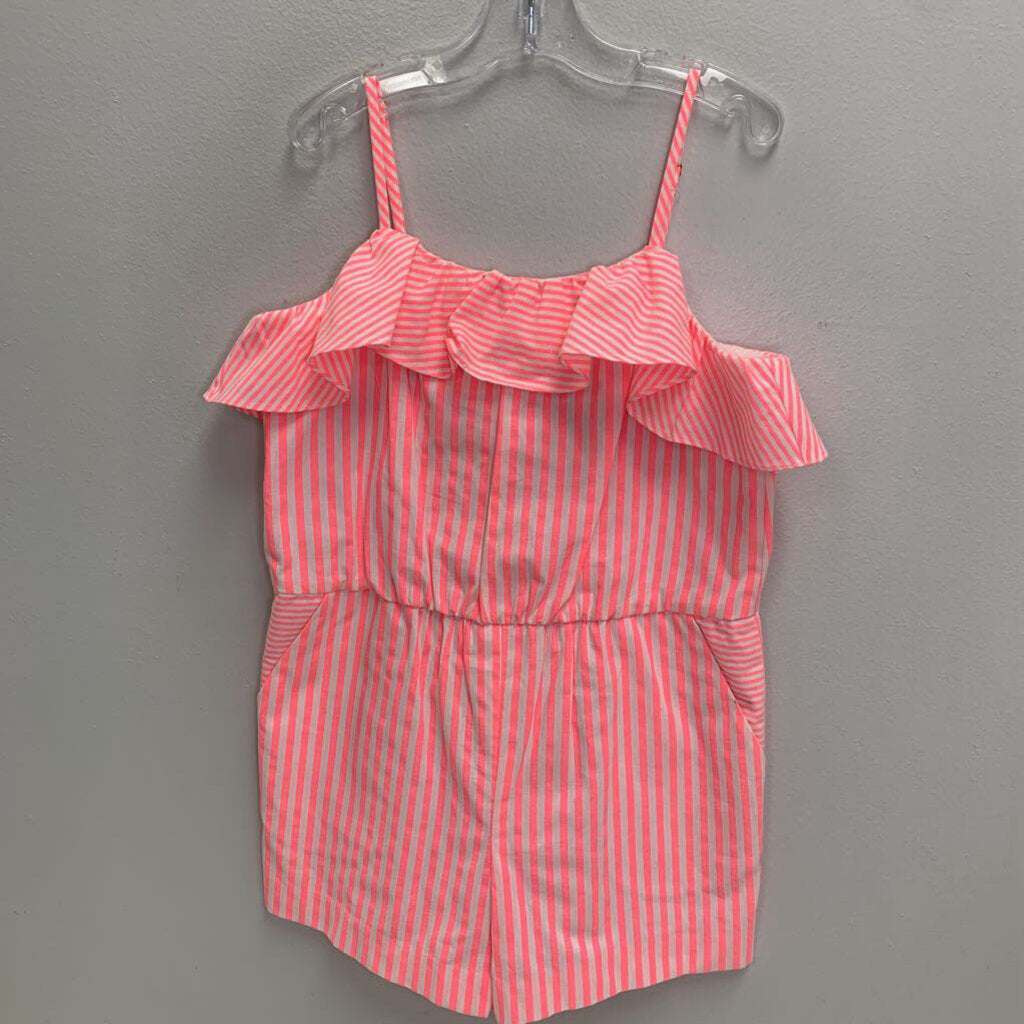 10: Striped Ruffle Neckline w/ Pockets Romper