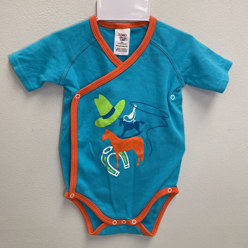 12M: Cowboy Graphic w/ Contrasting Trim Onesie