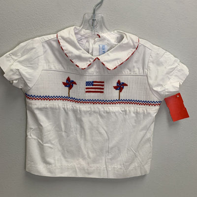 12M: Smocked Patriotic Shirt + Gingham Shorts Set