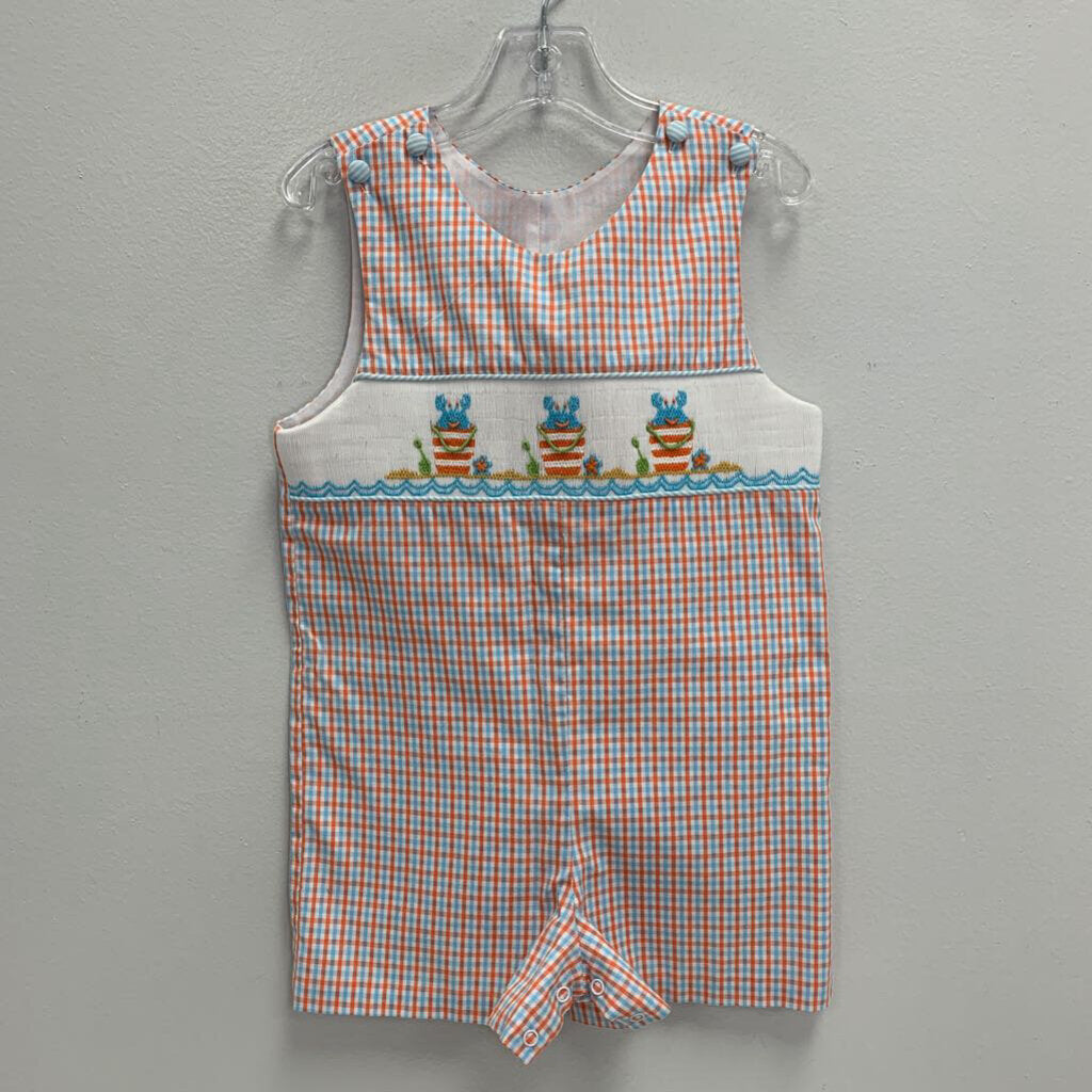 3T: Plaid Embroidered Crabs Shortall
