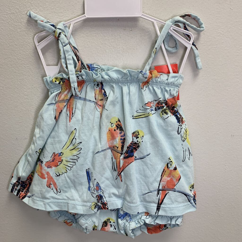 6-9M: Parakeet Tie Shoulder Baby Set