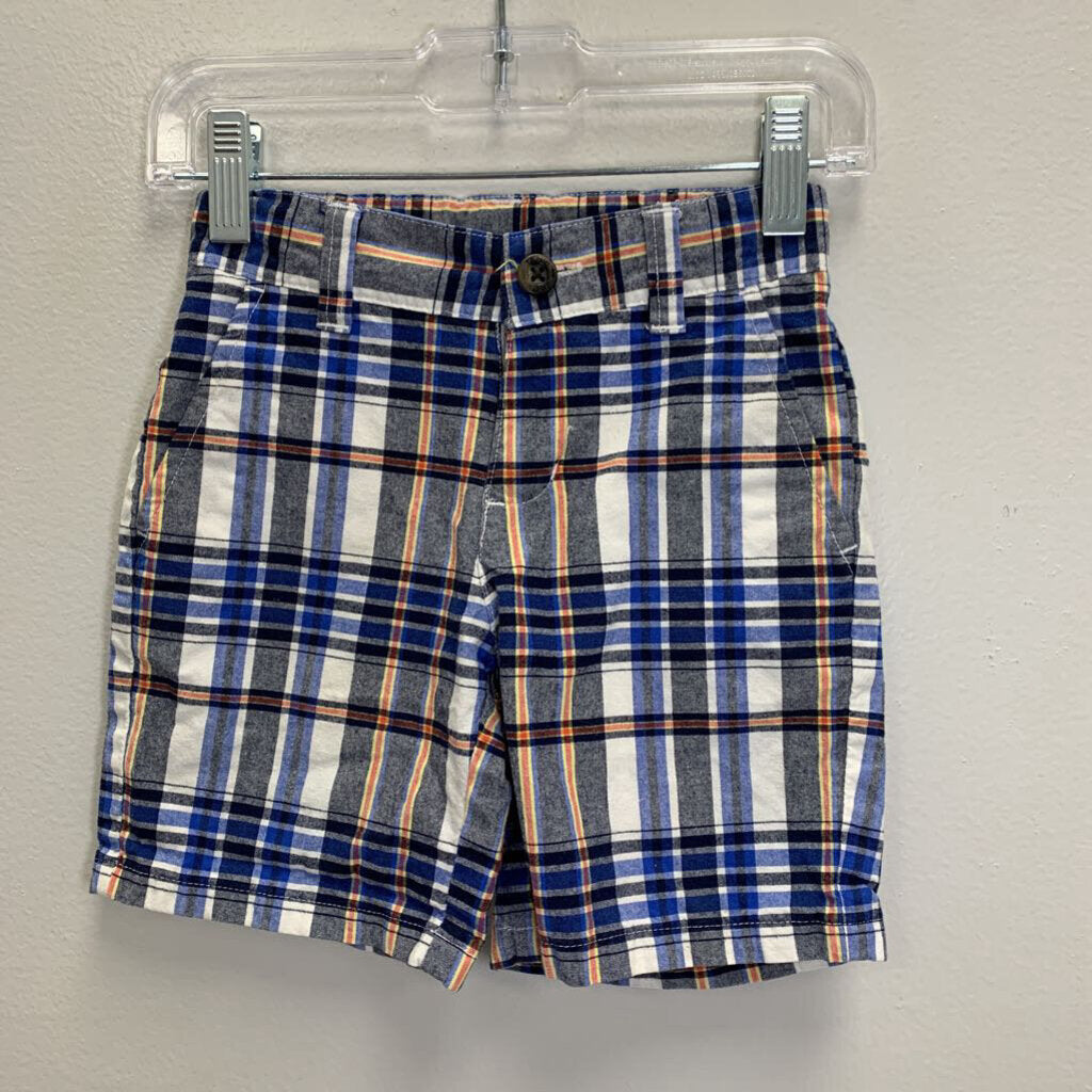 2T: Soft Plaid Flat Front Chino Shorts
