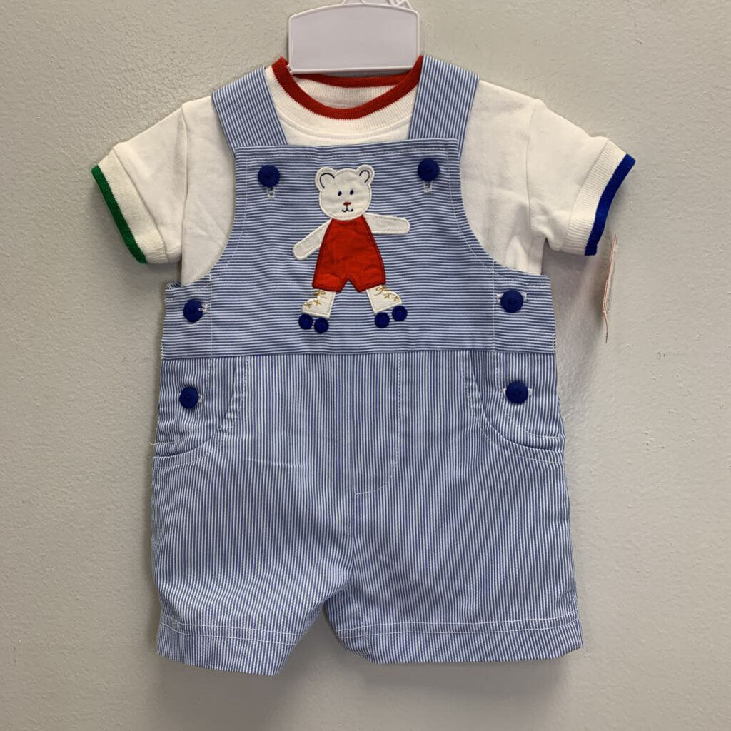 3M: Seersucker Roller Bear Overalls + T-Shirt