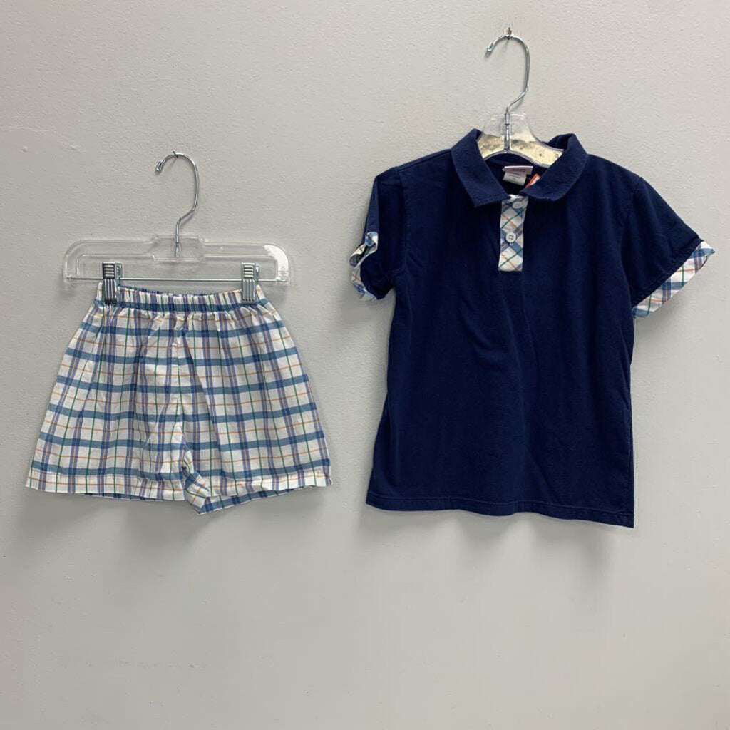 6: Collared Shirt + Plaid Shorts Set