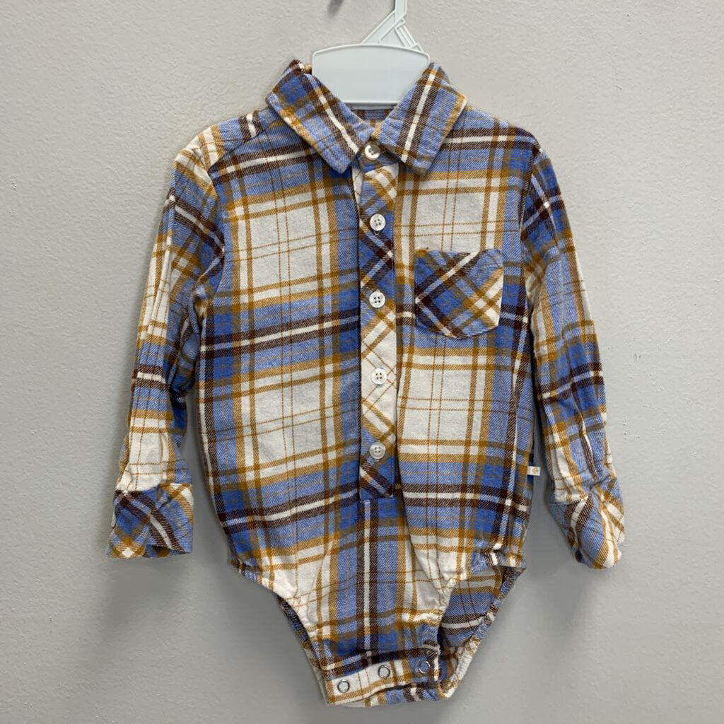 18M: Plaid Long Sleeve Bodysuit