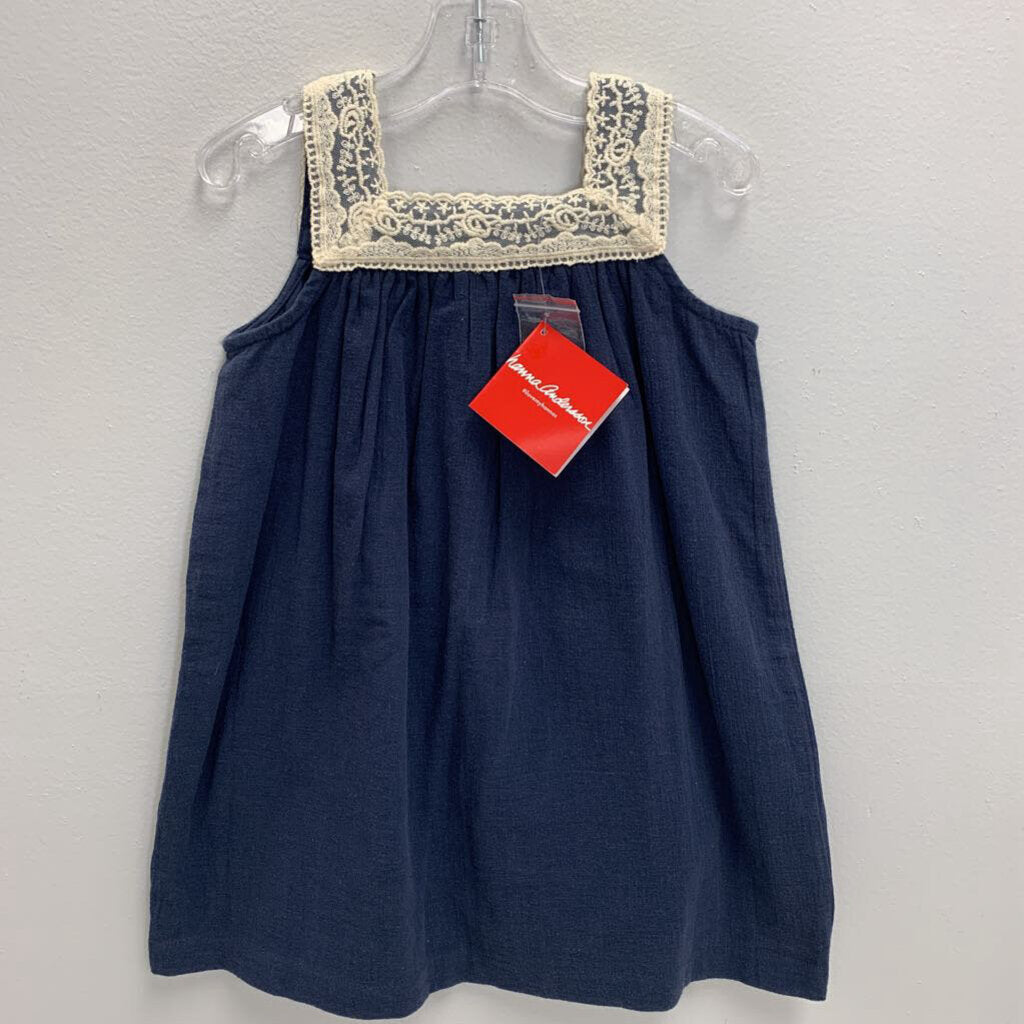 4T: Lace Neckline Linen Blend Dress NWT