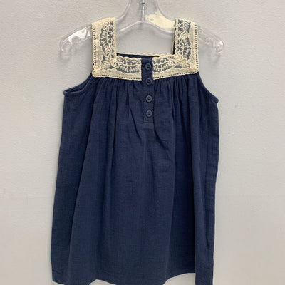 4T: Lace Neckline Linen Blend Dress NWT