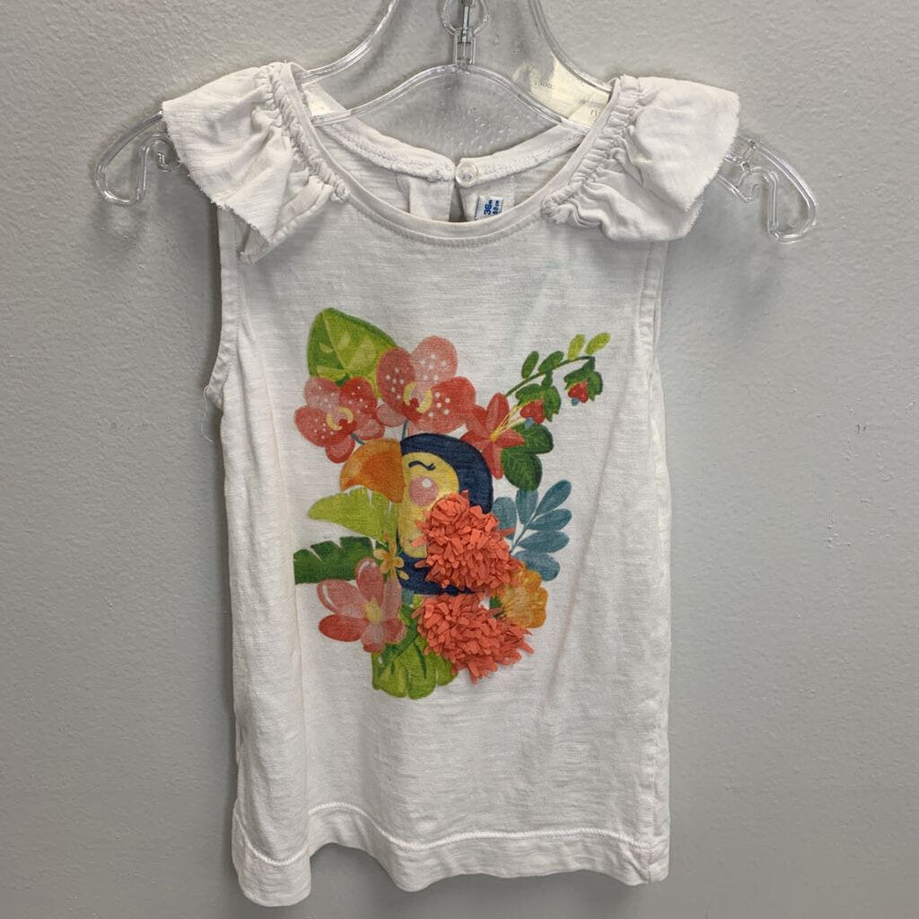 3: Toucan Print Ruffle Sleeve Tank Top
