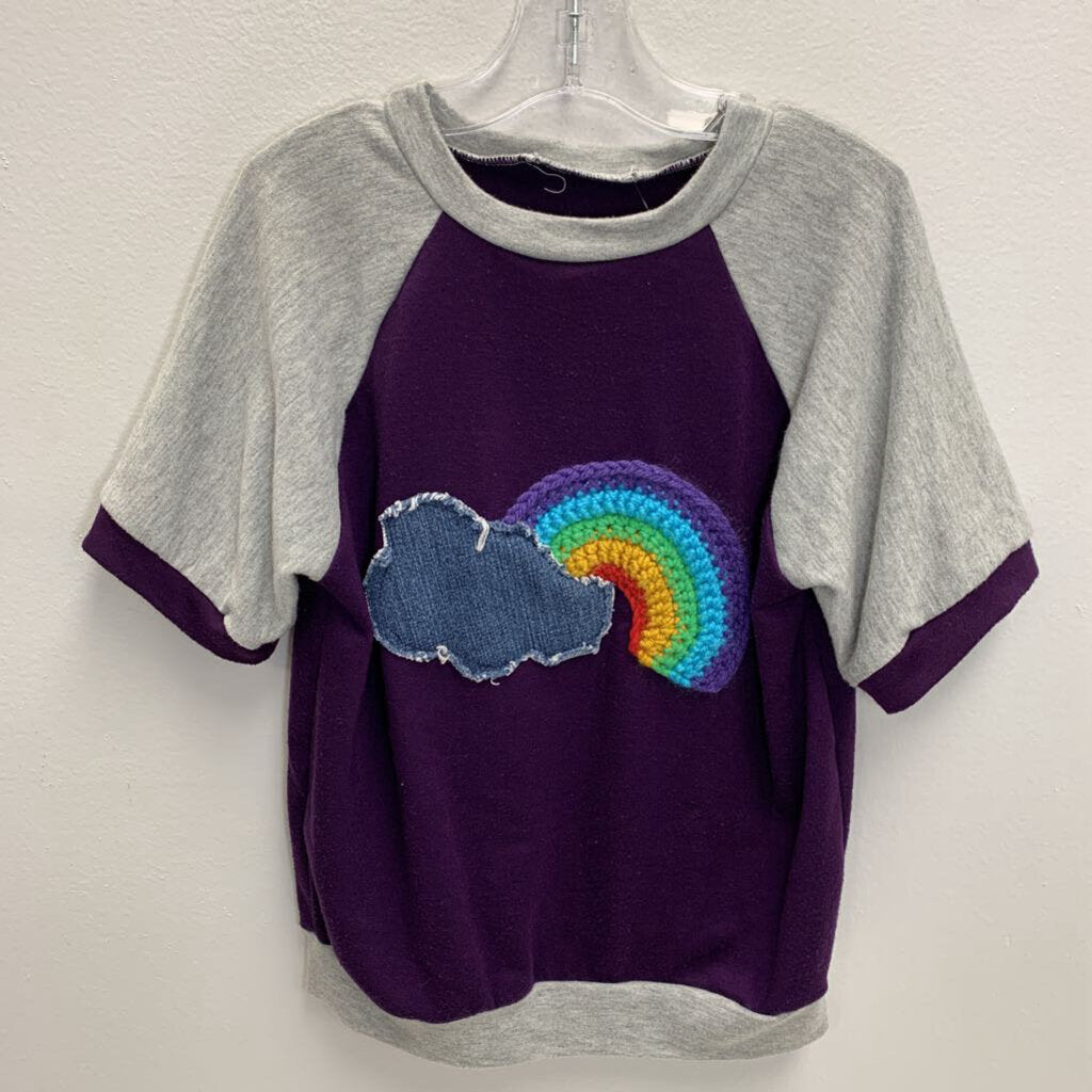 6-7Y: Rainbow Crochet Raglan T-Shirt