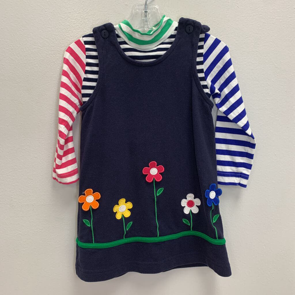 4T: Striped Turtleneck + Jumper w/ Flowers