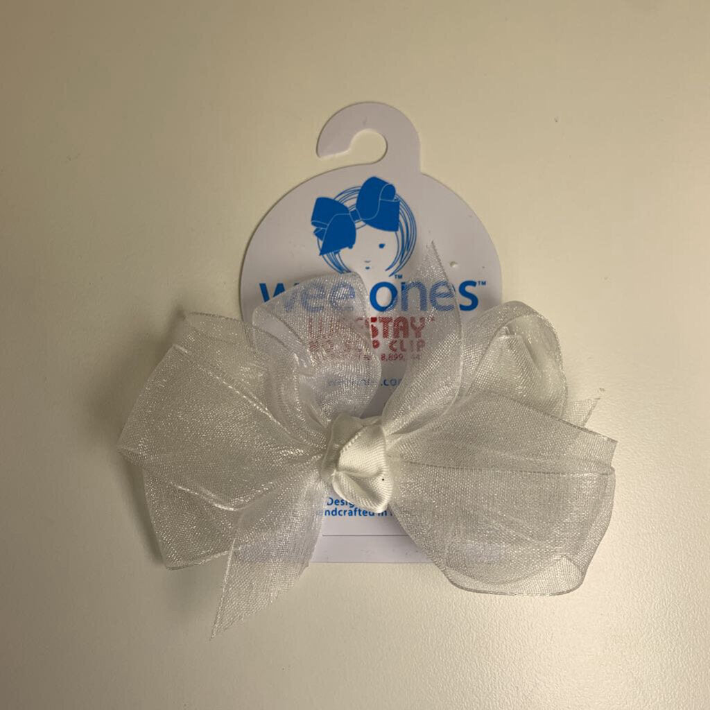 Organza Double Hair Bow No Slip Clip NWT