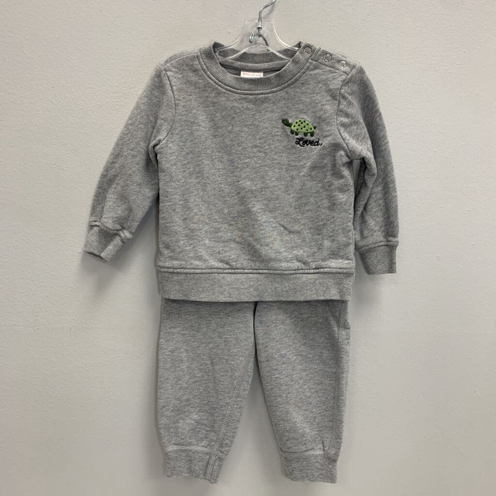 18-24M: Embroidered Turtle Love French Terry Sweatshirt + Pants