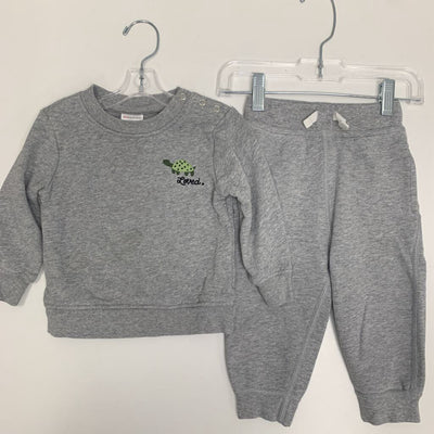 18-24M: Embroidered Turtle Love French Terry Sweatshirt + Pants