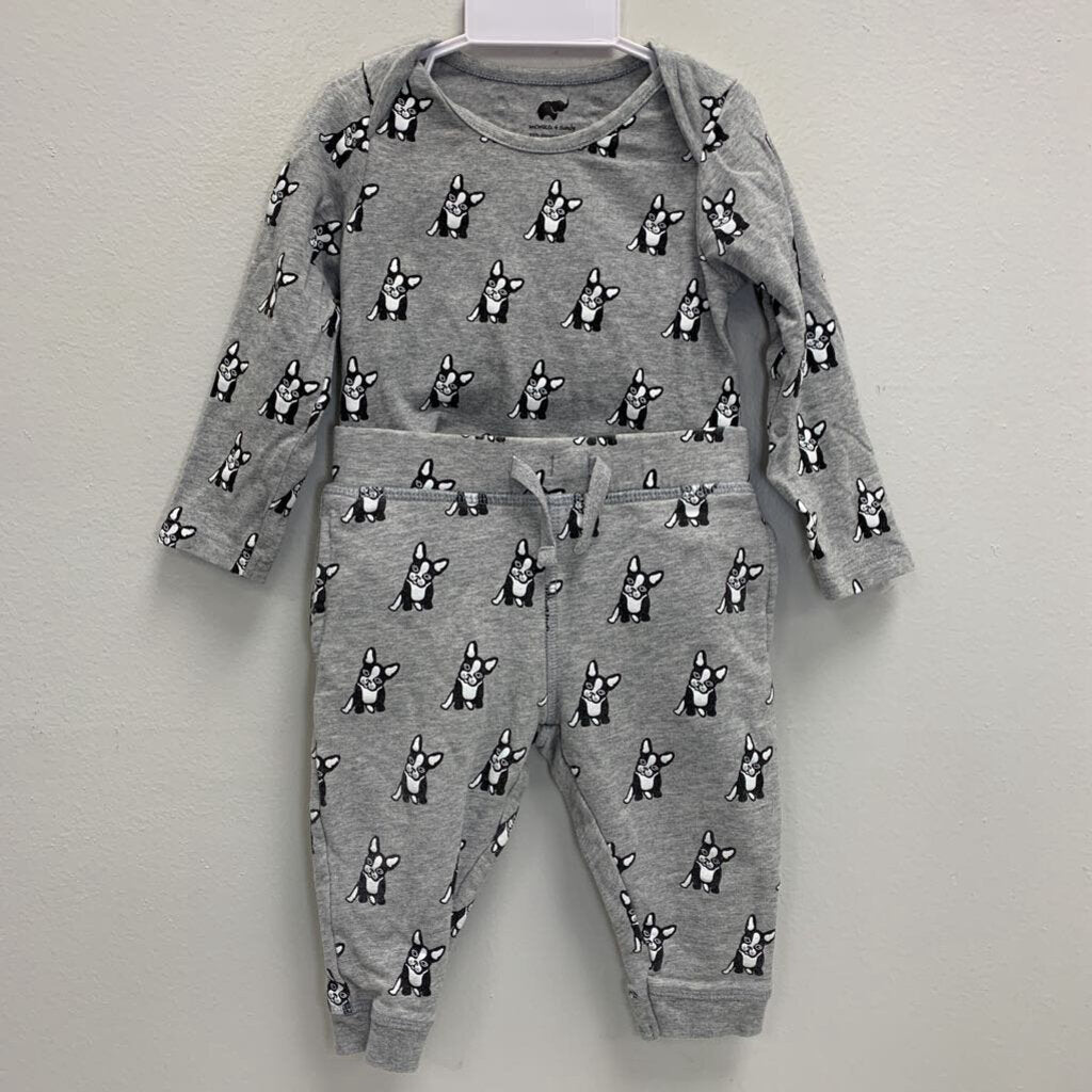 12-18M: French Bull Dog Bodysuit + Drawstring Pants