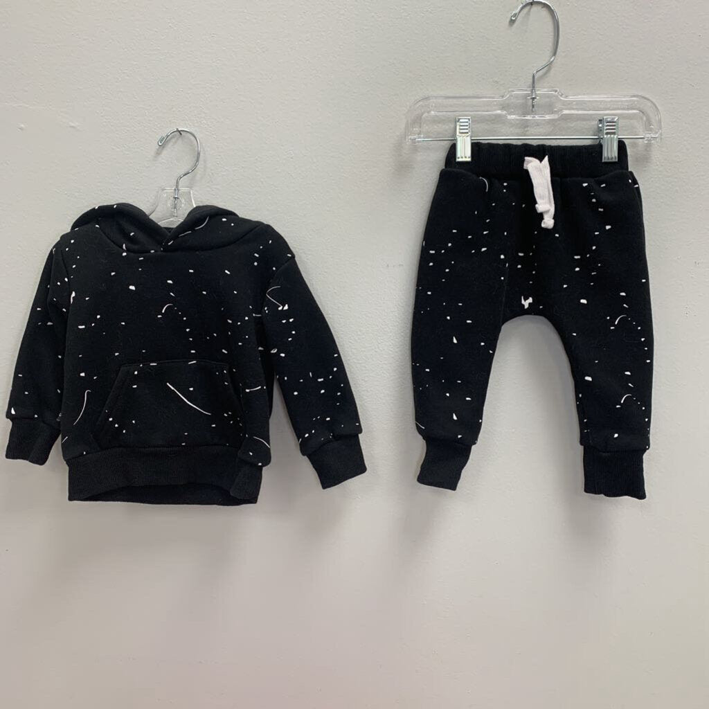12-18M: Color Splatter Hooded Sweatsuit Set