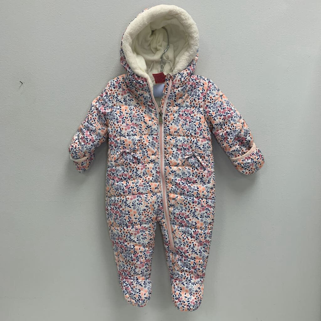 6-9M: Floral Fleece Lined Snowsuit