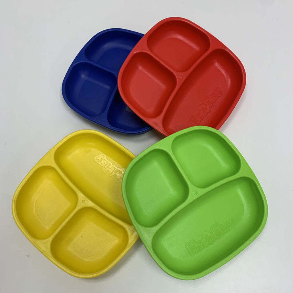 Pack of 4 Divided Plates w/ Deep Walls