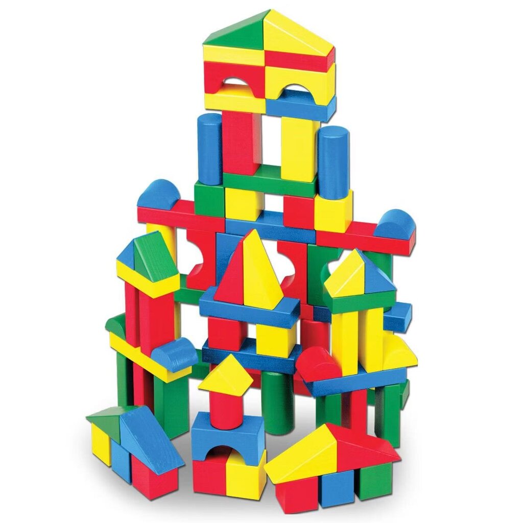 Wooden Building Blocks Set 100 Pcs