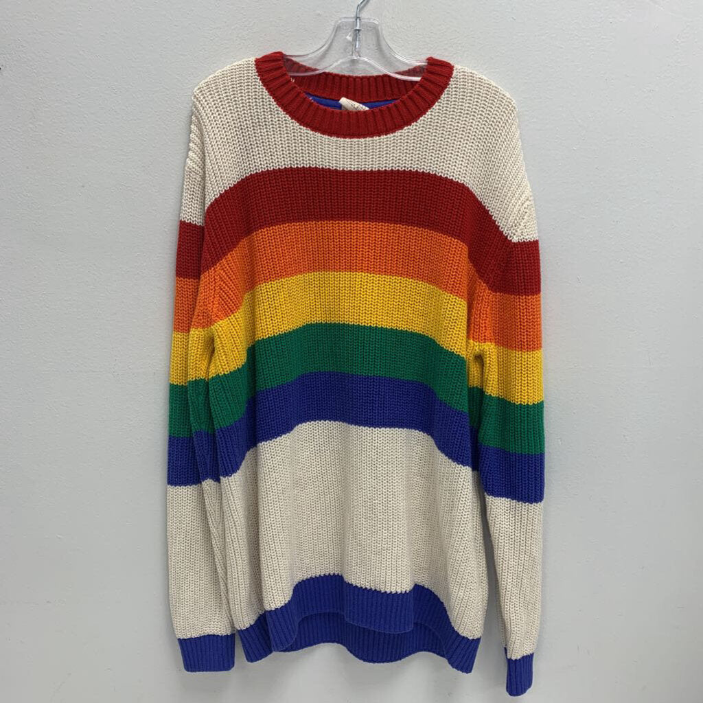 Adult SM: Rainbow Stripe Knitted Jumper