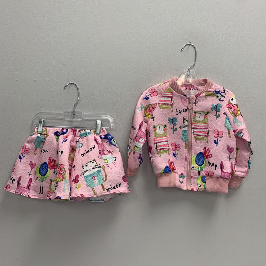 2-3T: Animal Bomber Jacket & Bubble Skirt