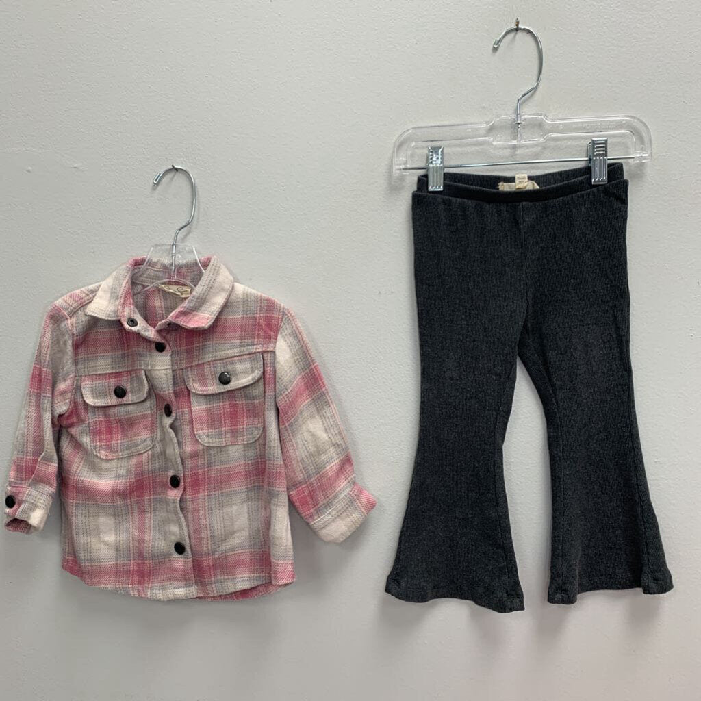 24M: Plaid Flannel Shirt + Knit Bell Bottom Pants