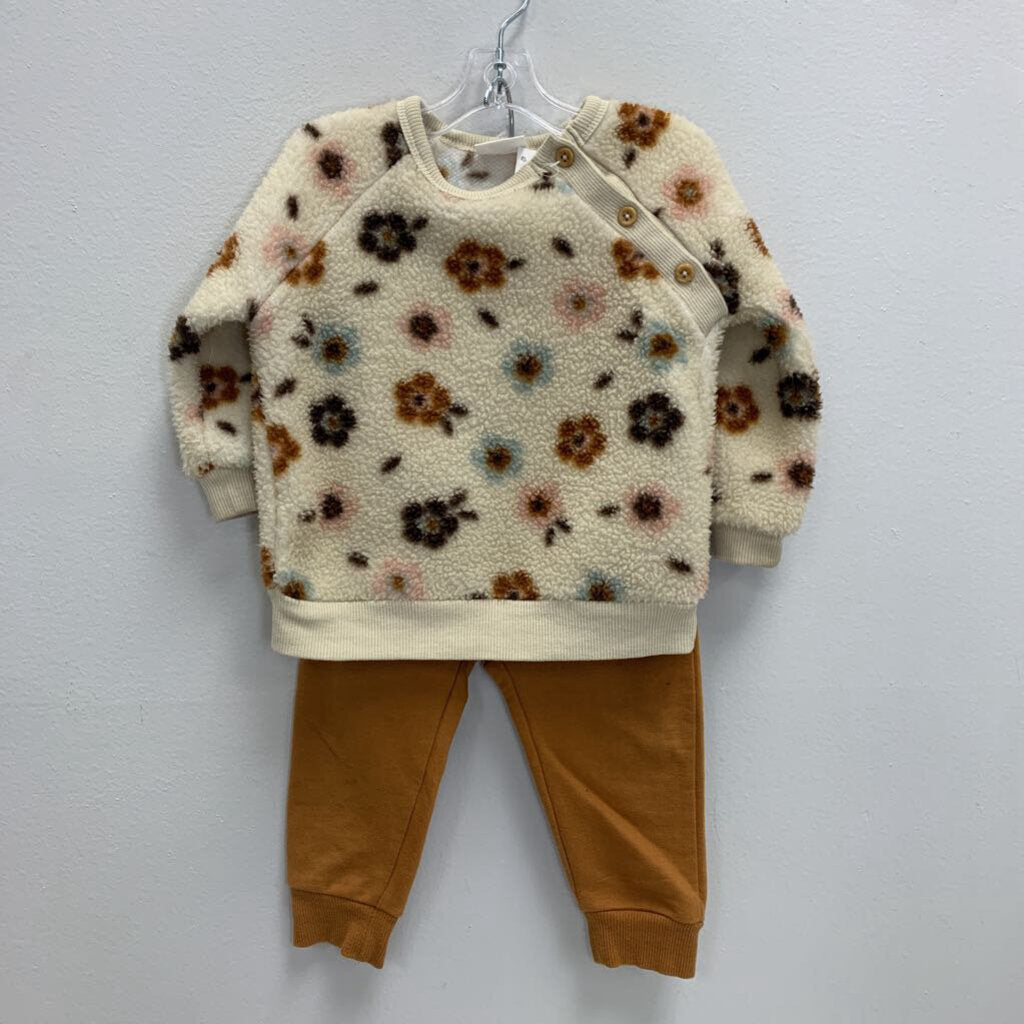 12M: Floral Fleece Top + Pull-On Pants