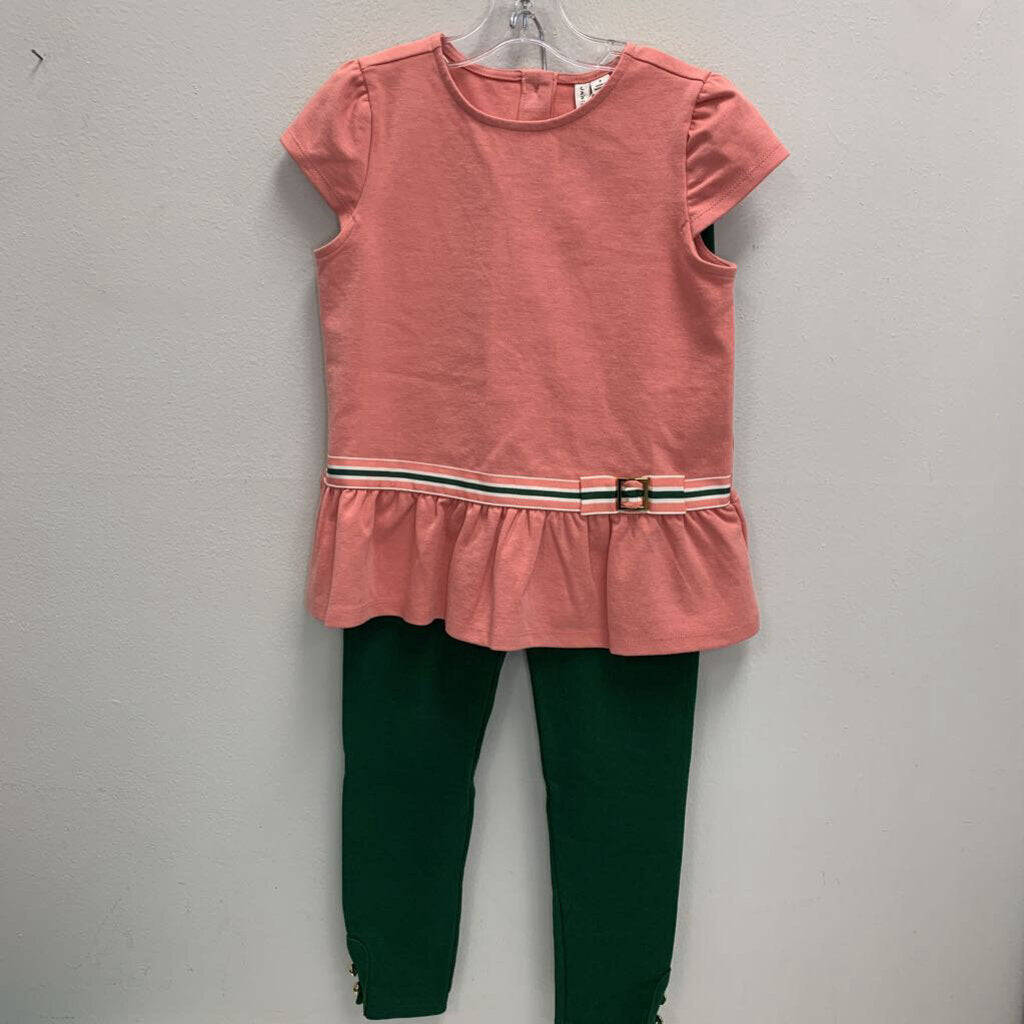 8: Peplum Top w/ Belt + Gold Button Leggings Set