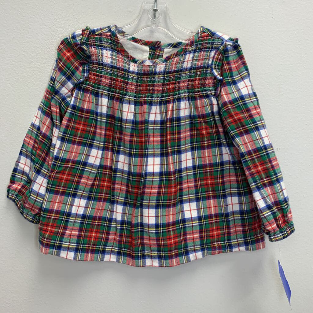 2T: Plaid Smocked Top