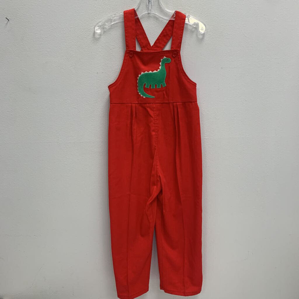 4T: Vintage Dino Applique Overalls