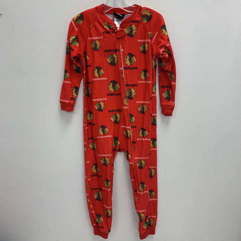 4T: Blackhawks Zip Up One Piece Pajamas