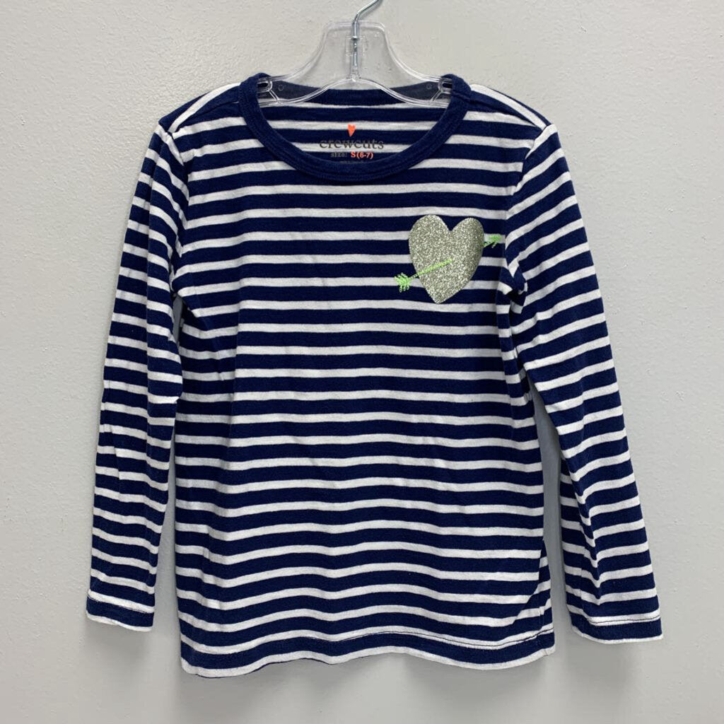 6-7: Glitter Heart Striped T-Shirt