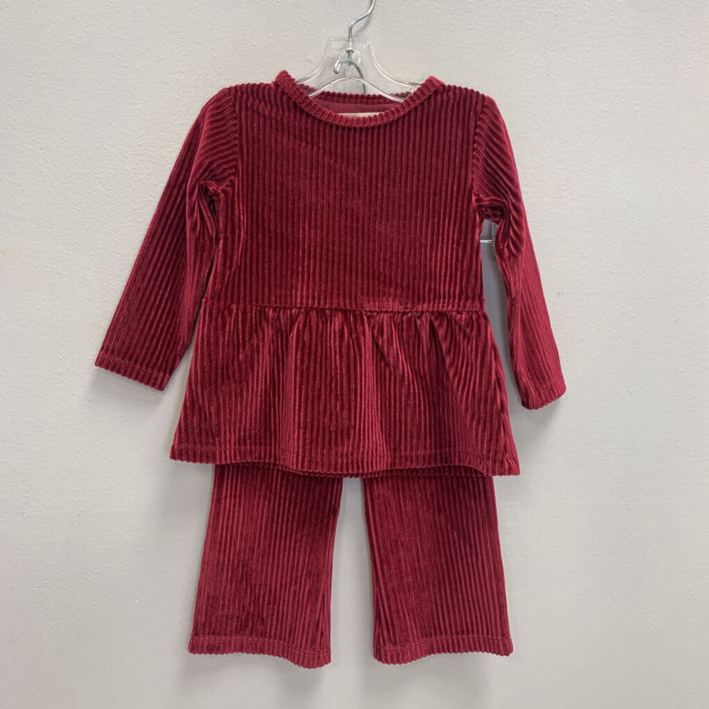 9-12M: Ribbed Velour 2 Piece Set