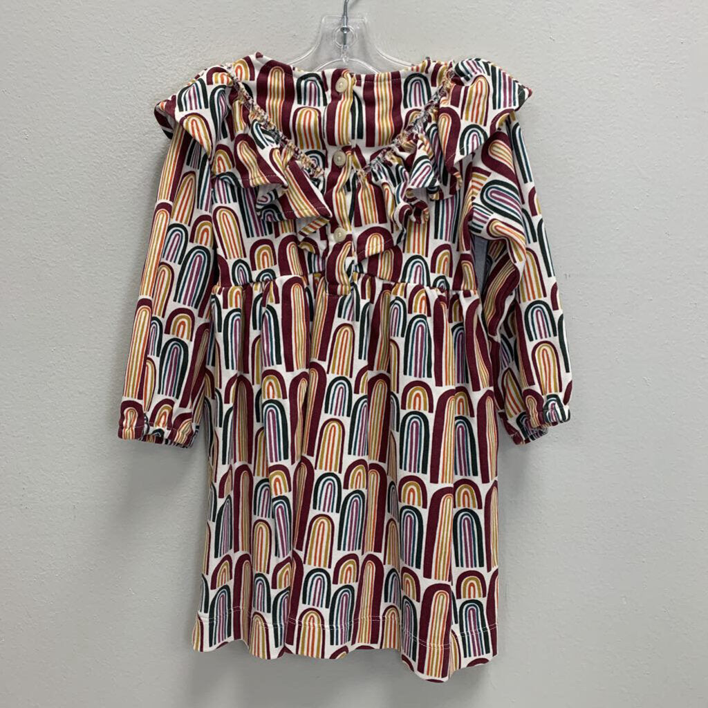 2T: Organic Cotton Rainbow Ruffle Dress