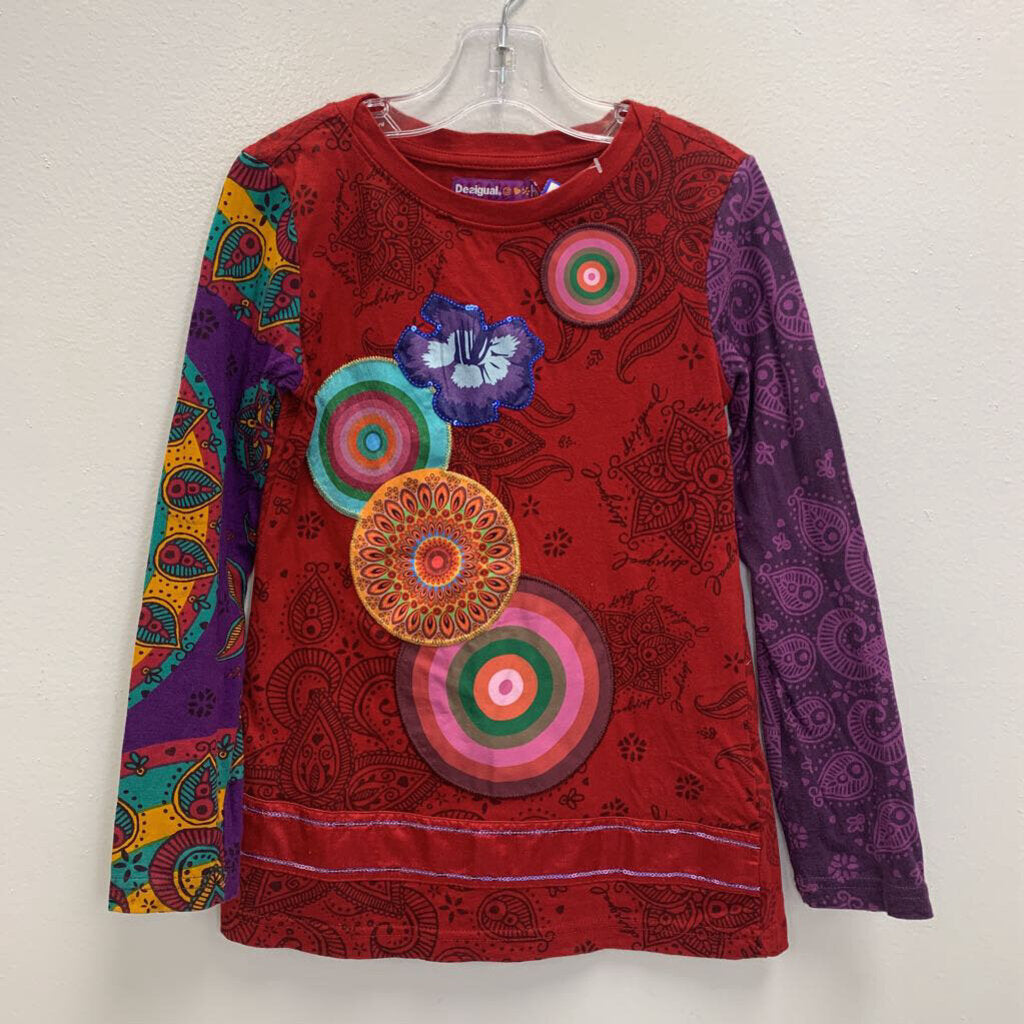 7-8: Sequin Trim Appliques Long Sleeve T-Shirt