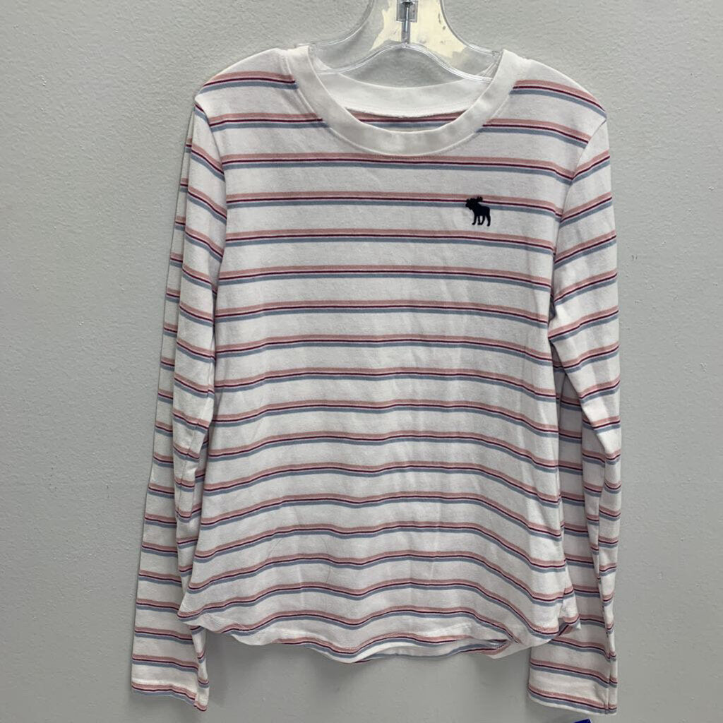 9-10: Striped Embroidered Logo Long Sleeve T-Shirt