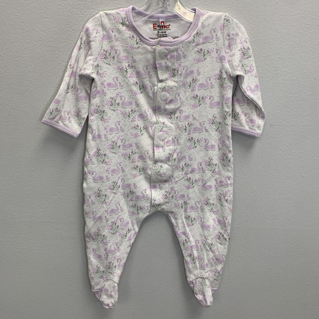 3-6M: Footed Sleeper - Lilac Swans