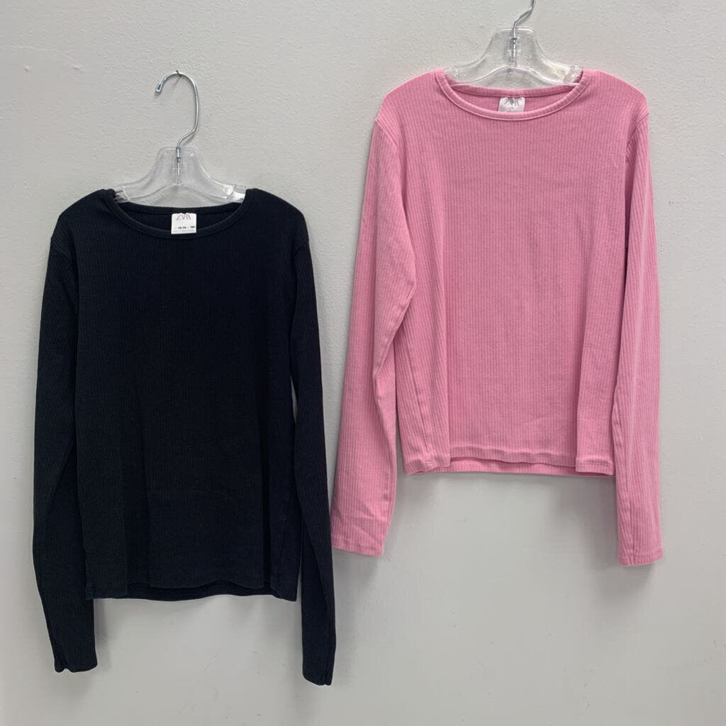 13-14: Ribbed Long Sleeve Tops - 2 Pack