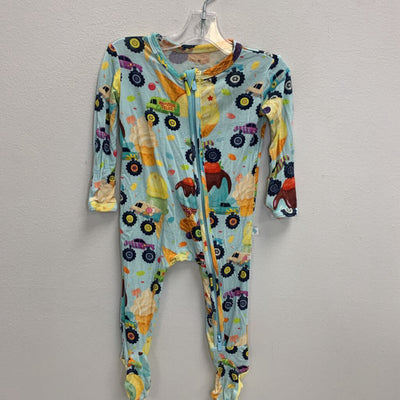 0-3M: 2 Way Zipper Sleeper - Monster Trucks Ice Cream AS IS