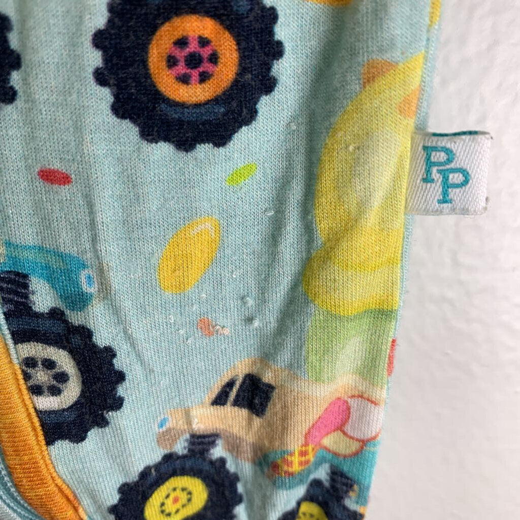0-3M: 2 Way Zipper Sleeper - Monster Trucks Ice Cream AS IS