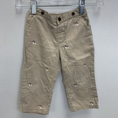 12-18M: Embroidered Dog Khaki Pants