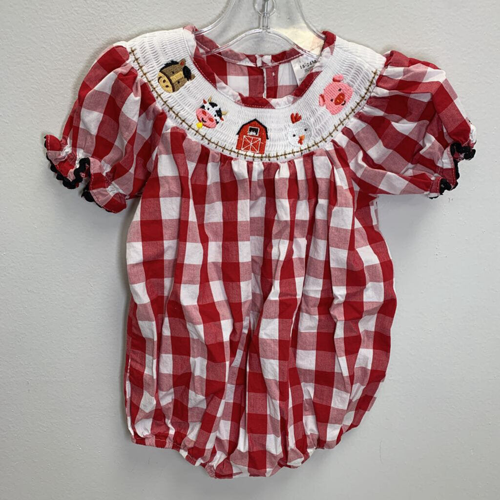 12-24M: Farm Smocked Bubble Romper